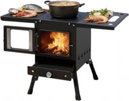 LUMÉ STORE Camping Houtkachel - Tuinhaard - Barbecue - Kachel - Opvouwbaar - Verstelbaar - Grillen & Koken - Draagbaar - Zwart — thumbnail 1