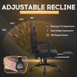 Vittanly - Game Stoel - Gaming Stoel - Gaming Stoel - Ergonomische Bureaustoel - Gamestoel - Verstelbaar - Gaming Chair - Inclusief voetensteun - Blauw — thumbnail 5