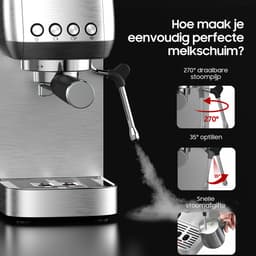 AIMASON CM1662 Italiaans Espressoapparaat 1350W - 20 bar Italiaanse hoge druk extractie - Professioneel melkopschuimsysteem - 1,3 liter watertank - Eenvoudig roestvrijstalen ontwerp - RVS — thumbnail 2