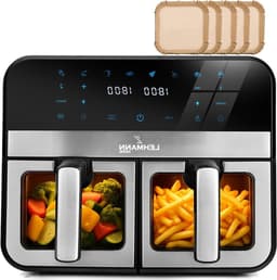 Heteluchtfriteuse XXL - Airfryer - Gezond Koken - Dubbele Kamer - 9 Liter - Zilver — thumbnail 1