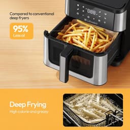 Heteluchtfriteuse XXL - Airfryer XL - Gezond Koken - Dubbele Warmtebron - 85 liter - Zwart — thumbnail 2