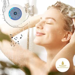 TOVBMUP Waterdichte Bluetooth-doucheluidspreker - Draadloze draagbare audio - Ingebouwde bedieningsknoppen - Luidspreker - Sterke zuignap - Geschikt voor badkamer, zwembad, auto, strand, binnen- en buitengebruik - Wit — thumbnail 5