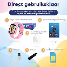 AngelTech Ultra GPS Horloge Kind Met Simkaart 4G – SOS knop – Smartwatch Kinderen – Whatsapp - HD Camera en Videobellen – Smartwatch Kind – GPS Tracker Kind – Smartwatch Kids - Elke polsmaat – Roze — thumbnail 12