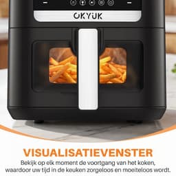 OKYUK Airfryer / Heteluchtfriteuse 6L - BPA vrij - Met Kijkvenster - Digitaal Touchscreen - 8 Voorgeprogrammeerde Menu's - 1200W - Anti-aanbaklaag - Zwart — thumbnail 5