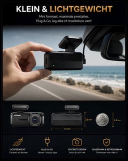 Azdome M200 smart dashcam voor auto 1080P Full HD- WiFi- APP- G-Sensor- kleur zwart — thumbnail 2