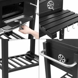 Joholic - BBQ -Barbecue - Smoker - Houtskool - Grill - Met klaptafel - Verrijdbaar - Buitenkeuken - 82,5 x 116 x 55,7 cm - Zwart — thumbnail 4