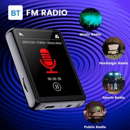 Bluetooth MP3-speler met touchscreen | 2,4" HD-display, 8 GB tot 128 GB opslag, BT 5.0, ondersteunt FLAC/MP3/WAV, FM-radio & e-reader (Wit，16 GB) — thumbnail 2
