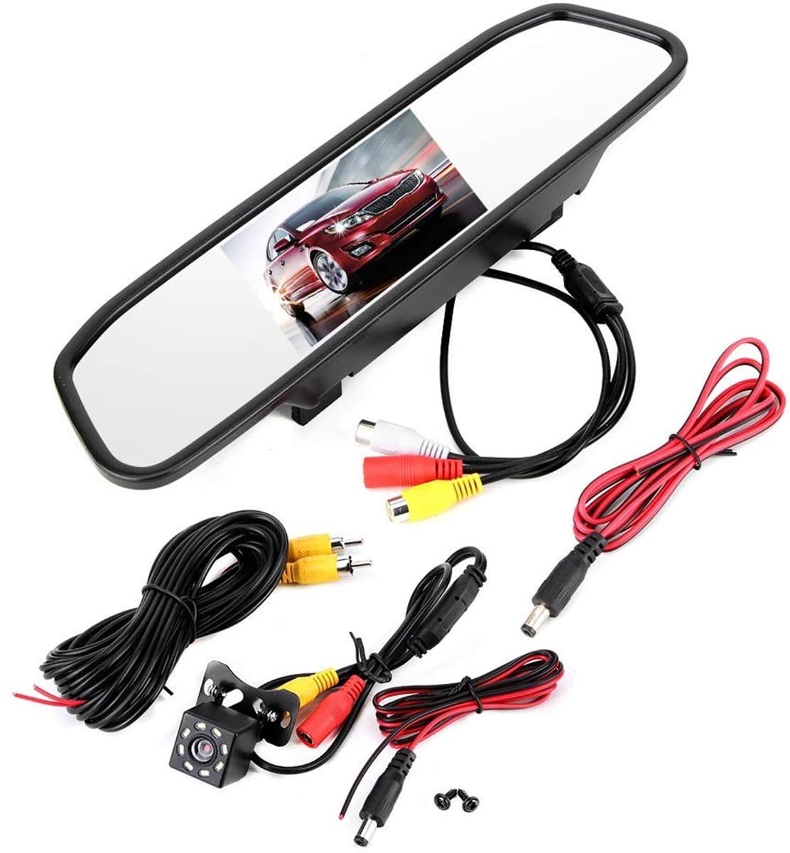Dailygoods - Dailygoody - Mirror Dash Cam - Achteruitkijkspiegelcamera - 4,3 Inch LCD - Nachtzicht - 170° Groothoek - 2-kanaals Ingang - Geschikt voor Auto en — afbeelding 1