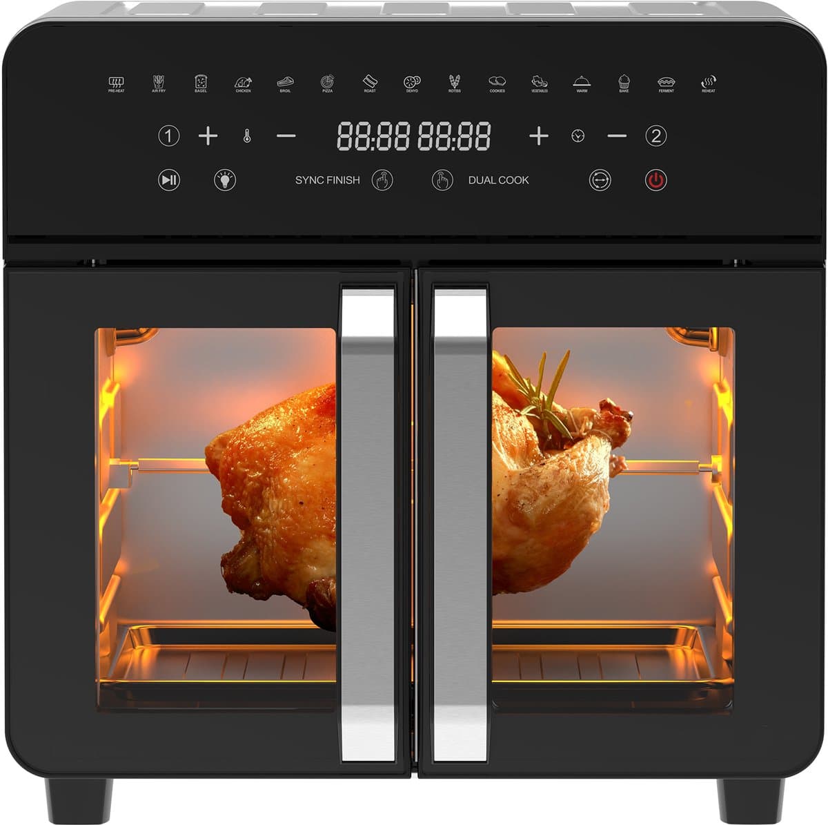 AIMASON AFTO-2301DT Airfryer 23L Dual Zone - XXL Airfryer met Franse Deuren - Heteluchtfriteuse Oven met Dubbele Kamer - 15 Programma's - 2200 W - 12 Accessoires - Verwijderbare Tussenwand voor Kookruimte - 50-200°C — afbeelding 1