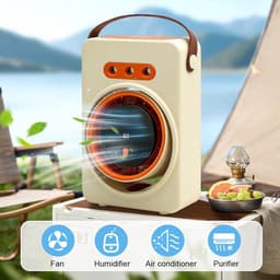 Namajunas - Ventilatoren - Tafelventilator - Stille ventilator met waterkoeling - Mini mobiele airco draagbaar - Luchtkoeler met water - aircooler - Oplaadbare ventilator met 5 snelheden en timer - Mistfunctie - Geurverspreider - Wit — thumbnail 4