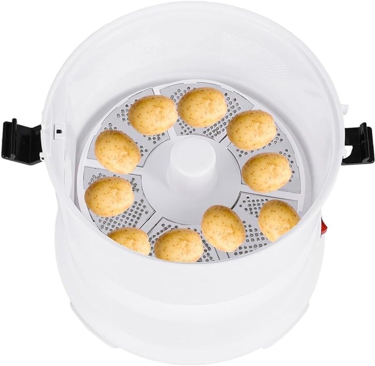 Automatische Aardappelschilmachine - Elektrische Dunschiller - Snel Groenten Schillen - 2-in-1 Functie - 1kg Capaciteit - Wit — afbeelding 1