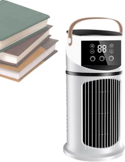 Draagbare airconditioningsventilator, luchtreiniger met ledlicht en 9 snelheden voor studie, slapen, vergaderingen en lezen — thumbnail 1