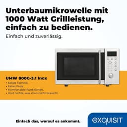 Magnetron met Grill - Onderbouw model - Snel Garen - Geïntegreerde grillfunctie - 20 liter inhoud - Zilverkleurig — thumbnail 2