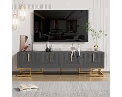 Tv-kast - Lowboard Dressoir - Opbergen Media - Gestructureerde Deur - 170x40x45.5cm - Grijszwart