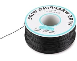 Dunne 0.25mm enkelvoudige koperdraad voor winding, 30AWG kabel, 250m, zwart, ideaal voor elektronica en hobbyprojecten