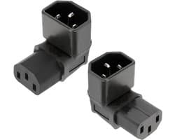 IEC Plug C14 naar C13 Socket, 2 Stuks Power Adapter, 90 Graden Hoekplug, Koudapparaat Adapter, Stroomverlenging voor Apparaten