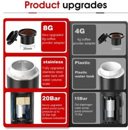 ByRoos Koffiezetapparaat - 3-in-1 - 70ml - Koffie - Vakantie - Camping - Camperen - Reisformaat- Draadloos - Elektrisch - Zwart - Compact — thumbnail 2
