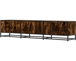 Tv-meubel - Tv kast dressoir - Opbergen media - Bewerkt hout metaal - 180x35x41 cm - Gerookt eiken