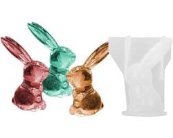 3D Kristal Gietmal voor Lange Oren Konijnen, Silicoon Mallen voor DDIY Huisdecoratie en Resin Ambachten