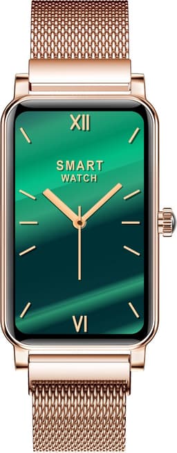 Knobbout Smartwatch met 1.45” Scherm (3,7 x 2,5 cm) HD Touchscreen – Hartslag, Bloeddruk, Zuurstofmeting – 12 Sportmodi – IP68 Waterdicht – Compatibel met Android & iOS - Rosegouden stalen band — thumbnail 3