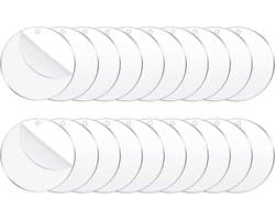 Set van 20 Heldere Acrylschijven - Ronde Acrylplaten voor Sleutelhangers en Kerstdecoraties (5cm) - Creatief Knutselen en DIY-projecten