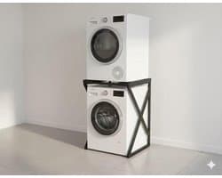 SERALUXE - Universeel Wasmachine Kast - Wasmachine Verhoger- Metaal - Zwart - Universeel Wasmachine en Droger Kast - Wasmachine Ombouw - Wasmachinerek - Wasmachine Sokkel- Robuust - Stabiel - Stevig - Anti Vibratie