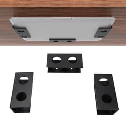 Aluminium Laptop Houder Onder Bureau met Krassenbestendige Silicone voor Laptops, Tablets en Toetsenborden - Zwart — thumbnail 1