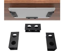 Aluminium Laptop Houder Onder Bureau met Krassenbestendige Silicone voor Laptops, Tablets en Toetsenborden - Zwart