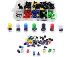 105pcs Tactiele Drukschakelaars, 6x6x9mm Instantane Tact Schakelaars, Micro Tactiele Drukknoppen Assortiment Kit, Ideaal voor Elektronische Projecten en DIY toepassingen