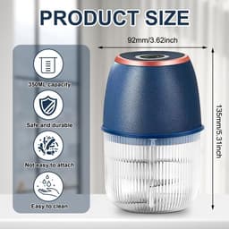 Mini Hakmolen - Keukenmachine - Snel Ingrediënten Snijden - USB Oplaadbaar - 350 ml - Blauw — thumbnail 3