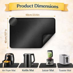 Hittebestendige Mat Beschermmat - Brandwerende Onderlegger voor Aanrecht en Tafel - 60x40 cm Siliconen Glasvezel - Antislip Keukenmat voor Oven, Airfryer, Koffiemachine en BBQ - Warmtebestendige Onderlegmat Keuken Bescherming — thumbnail 7