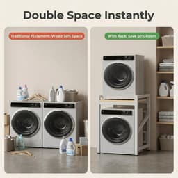Wasmachine Droger Stapelkit - Wasrek Verhoger - Ruimte Besparen - Verstelbare Hoogte - 73 x 63 x 105 cm - Zwart — thumbnail 5