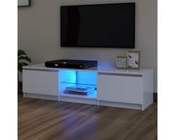 Tv-kast met ledverlichting - Tv-meubel dressoir - Entertainment organiseren - RGB ledverlichting - 140 x 40 x 355 cm - Wit