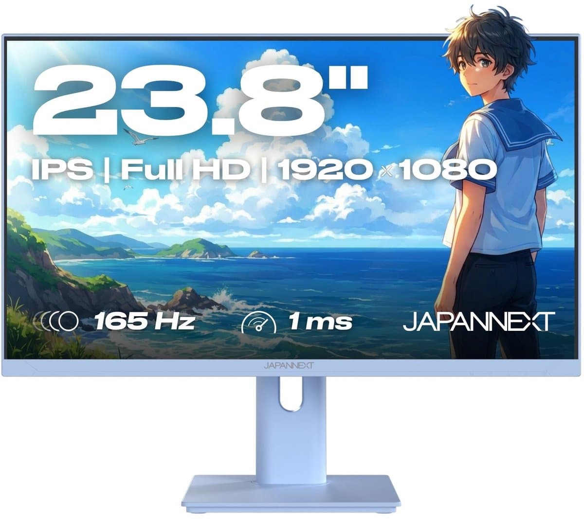 JAPANNEXT Gaming Monitor 23.8" IPS Full HD (1920x1080) 165Hz 1ms Pastel Blauw | JN-I238F165-HSP-BB — afbeelding 1