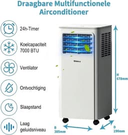 Archi Mobiele airconditioner – Airco - 3-in-1 airco met ontvochtiger en ventilator – Draagbare aircooler voor ruimtes tot 18㎡ - Wit — thumbnail 3