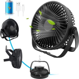 Tafelventilator, USB-ventilator, stil, klein met accu, 3-in-1, tafelventilator, mini-ventilator, 3 snelheden, 360 graden instelbaar, tafelventilator, USB-ventilator voor slaapkamer, kantoor, camping, — thumbnail 1