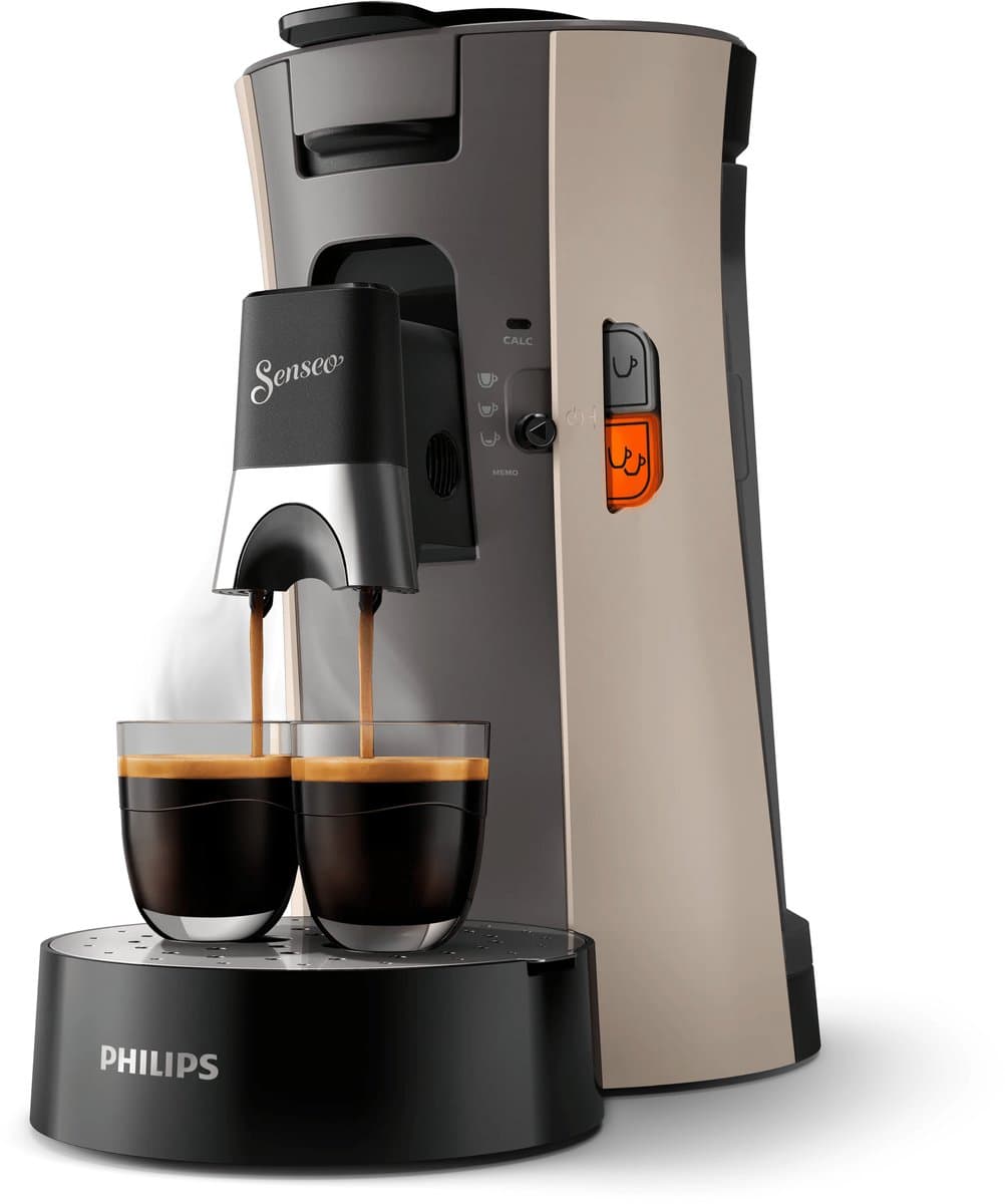 Philips Senseo Select Koffiepadmachine CSA240/30 - Keuze uit 1 of 2 Kopjes - Instelbare Intensiteit - Automatische Uitschakeling - Nougat en Kasjmiergrijs — afbeelding 1