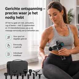 Gloovon® - Massage Gun Professioneel - Premium Massage Apparaat - 25.2V - Draadloos - Inclusief Koffer en 12 Opzetstukken - Borstelloze motor - Krachtig Massage Pistool - Fitness - Koolstofvezel — thumbnail 5