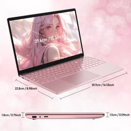 Auusda T152A - 15.6 inch roze laptop - N95 processor, 16GB RAM, 512GB NVMe SSD - Full HD scherm - Backlit toetsenbord - Vingerafdruksensor - WIFI5 — thumbnail 3