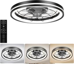 TIM® Plafonniere Met Ventilator - Plafondventilator - Plafondventilator Met Verlichting - Zwart - 51cm x 16cm x 51cm — thumbnail 2