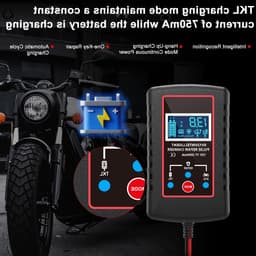 Intelligente Acculader voor 6V en 12V Loodzuur Batterijen - Geschikt voor Grasmaaiers, Motorfietsen en Auto's, EU Stekker — thumbnail 2