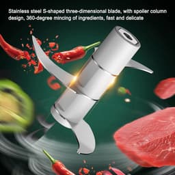 Mini Keukenmachine - Knoflookhakker Elektrisch - Snel Ingrediënten Snijden - Draadloos USB Oplaadbaar - 250ml Capaciteit - Cyaan Blauw — thumbnail 3