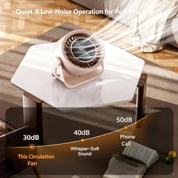 Bureau ventilator - Mini ventilator - USB ventilator - Hangventilator - Traploze snelheidsregeling met 199 standen - 8-uurs timer - LCD-display - Draagbare ventilator voor bureau, thuis op de camping - 14,8 x 7,4 x 15,6 cm - Beige — thumbnail 2