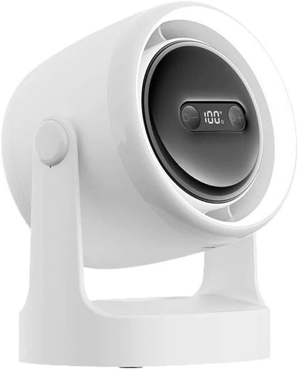 Bureau ventilator - USB ventilator - Mini ventilator - Stille bureauventilator - Luchtcirculator - 100 instelbare snelheden - Nachtlampje Aromatherapiefuncties - Ideaal voor thuis, kantoor op de camping - 15*12*17 cm - Wit — afbeelding 1