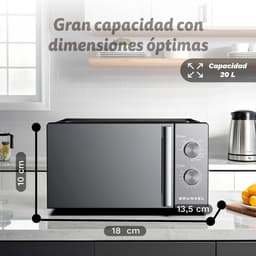 Magnetron met Grill - Oven Combimagnetron - Snel Eten Bereiden - Met Grillfunctie - 20 liter - Zwart — thumbnail 3