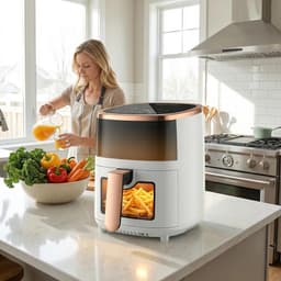 Heteluchtfriteuse - Airfryer Frituurpan - Gezond Koken - 8 Programma's Digitaal - 6 Liter - Wit — thumbnail 5