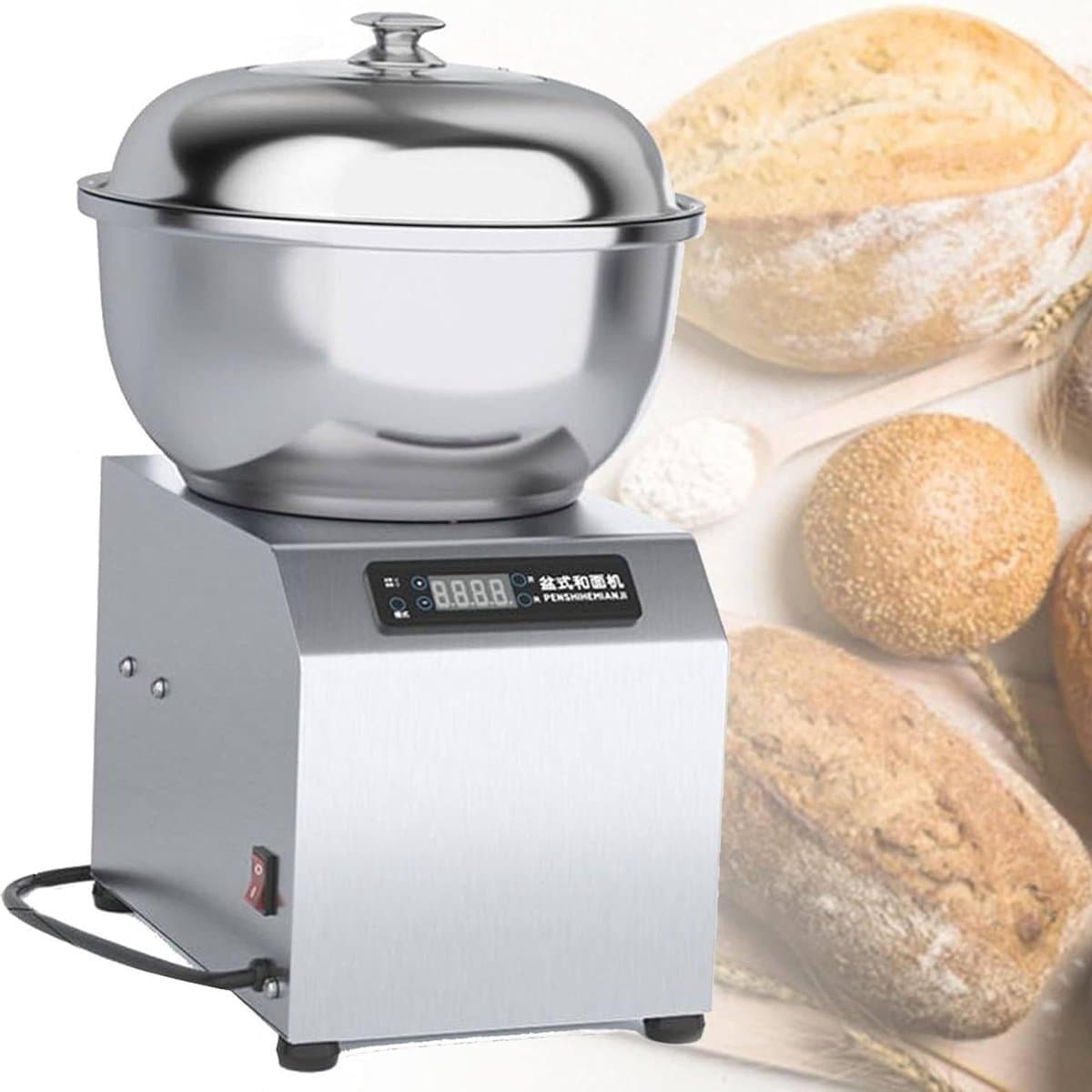 Deegmixer - Kneedmachine - Brood Bakken - Krachtige Spiraal - 8kg Kom - Zilver — afbeelding 1