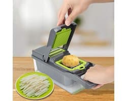 Keukengereedschap Set - Groentehakker Fruit - Snel Snijden - Multifunctioneel - 32 cm - Grijs