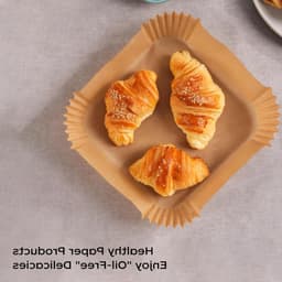 Bakingpapier voor Airfryer - 100 Stuks, 16x16 cm, BPA-vrij, Waterdicht en Vetvrij, Ideaal voor Bakken en Koken — thumbnail 4
