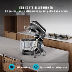 RUX® Mixer met Mengkom - Keukenmachine - Keukenrobot - Inclusief Accessoires - Antraciet - 38cm x 24cm x 32cm — thumbnail 2
